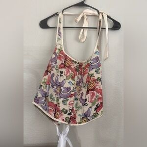 Floral halter corset top